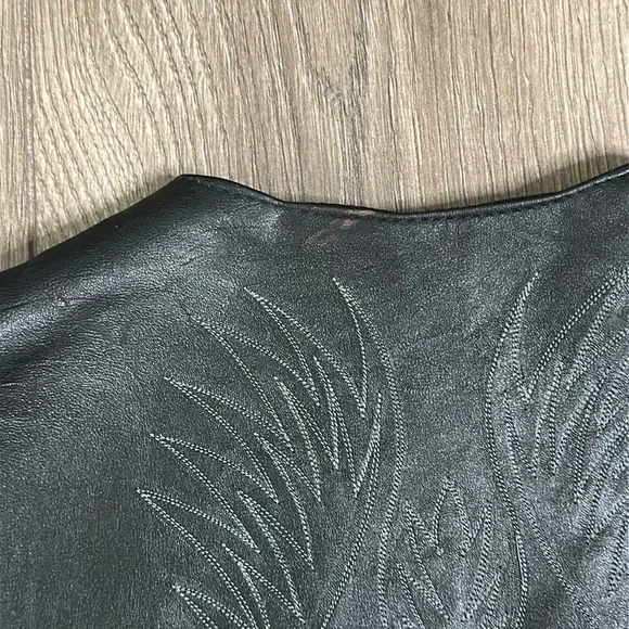 Ruddock Vintage Black Leather Western‎ Cowboy Vest Size 42
